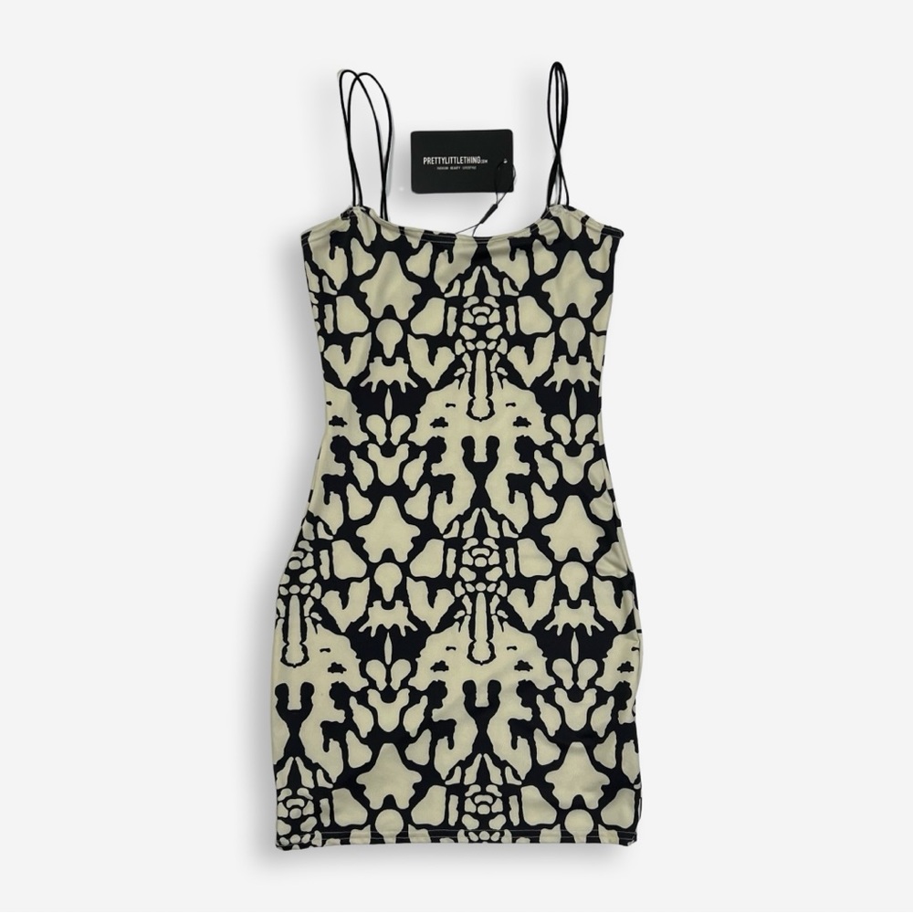 PLT Monochrome Slinky Double Spaghetti Strap Bodycon Dress
